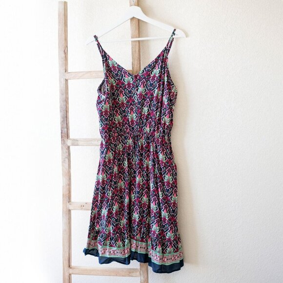PRETTYGARDEN Dress Sz XL Blue Multi Floral Sleeveless Drawstring Buttons Lined - Picture 1 of 11